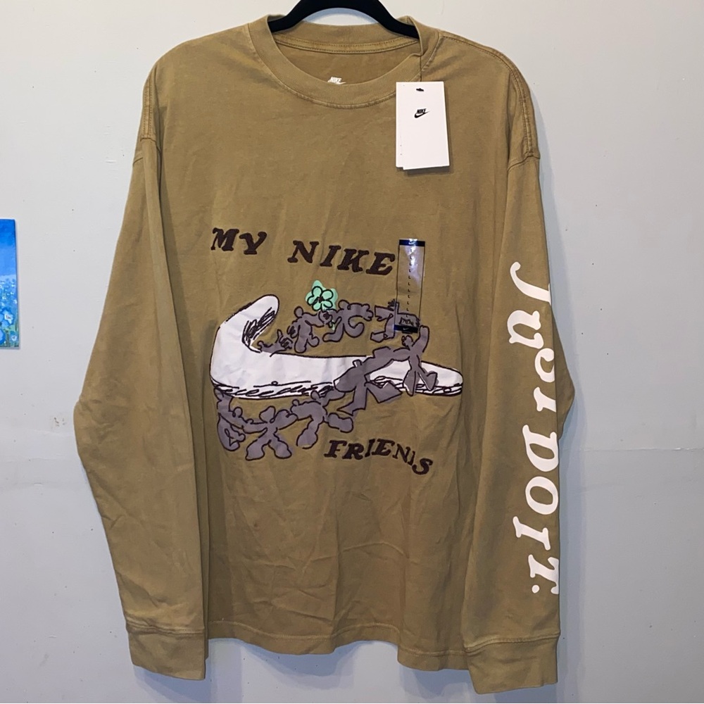 NWT Nike Max 90 Shapes Long Sleeve Embroidered Shirt - Driftwood - Mens Sz L